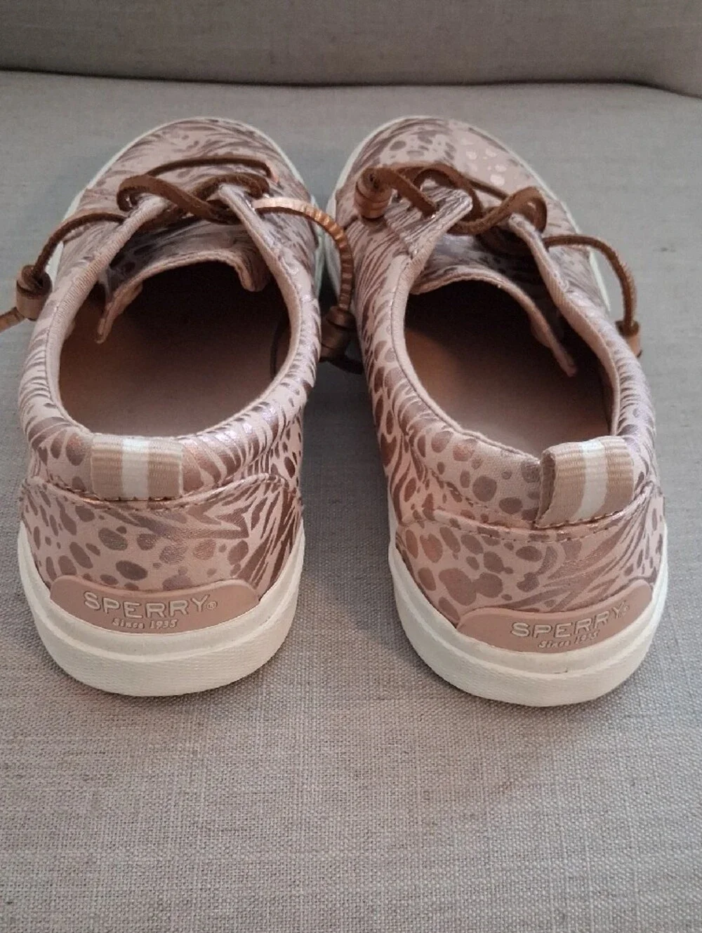 Sperry Rose Gold Printed Sneakers, Size 9